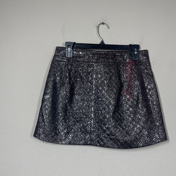 Express Design Studio Womens 4 Mini Skirt Gunmetal Black Metallic Button Trim - Picture 2 of 8